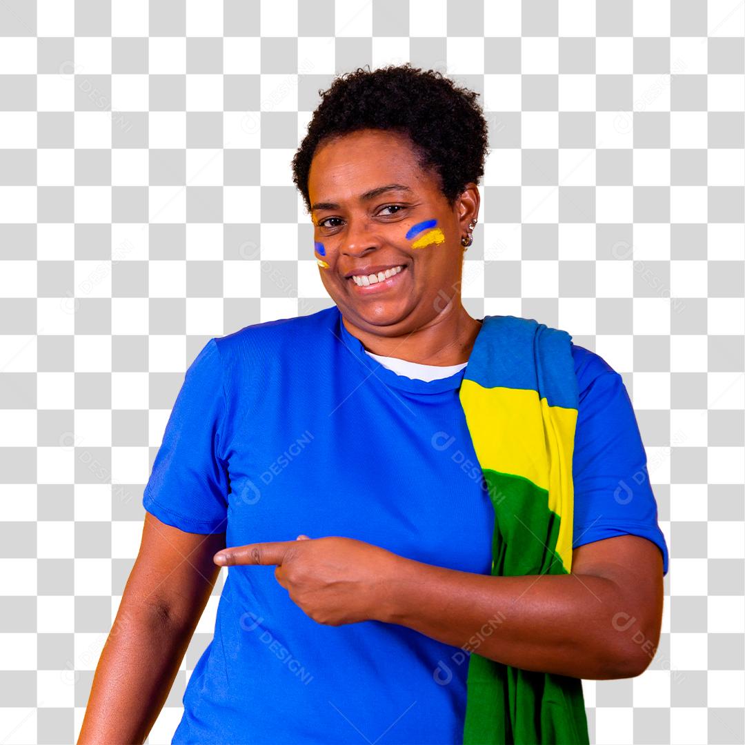 brazil older black woman cheerleader pointing to the side