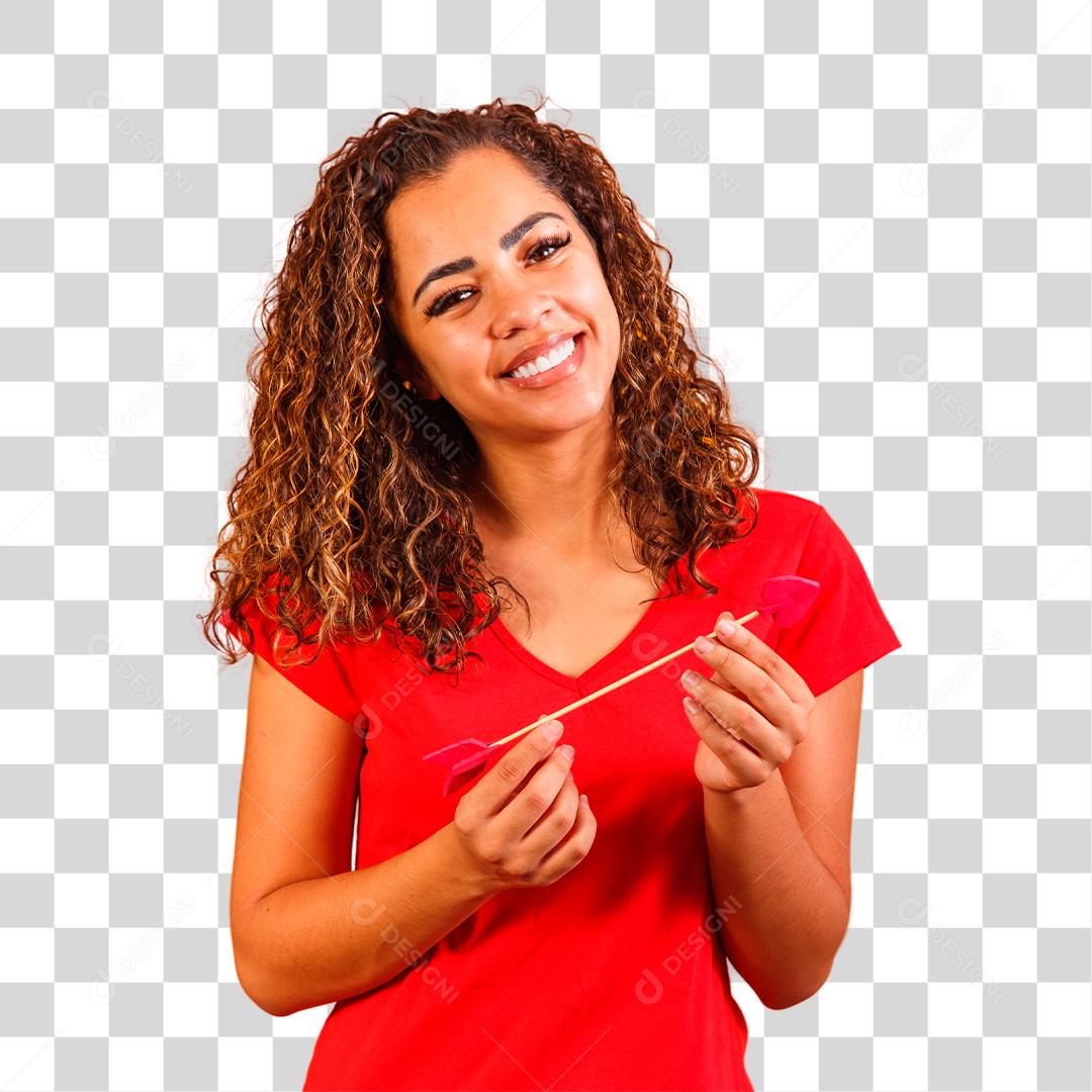 mulher afro vestida com blusa vermelha