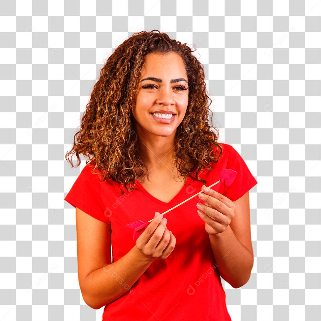 mulher afro vestida com blusa vermelha