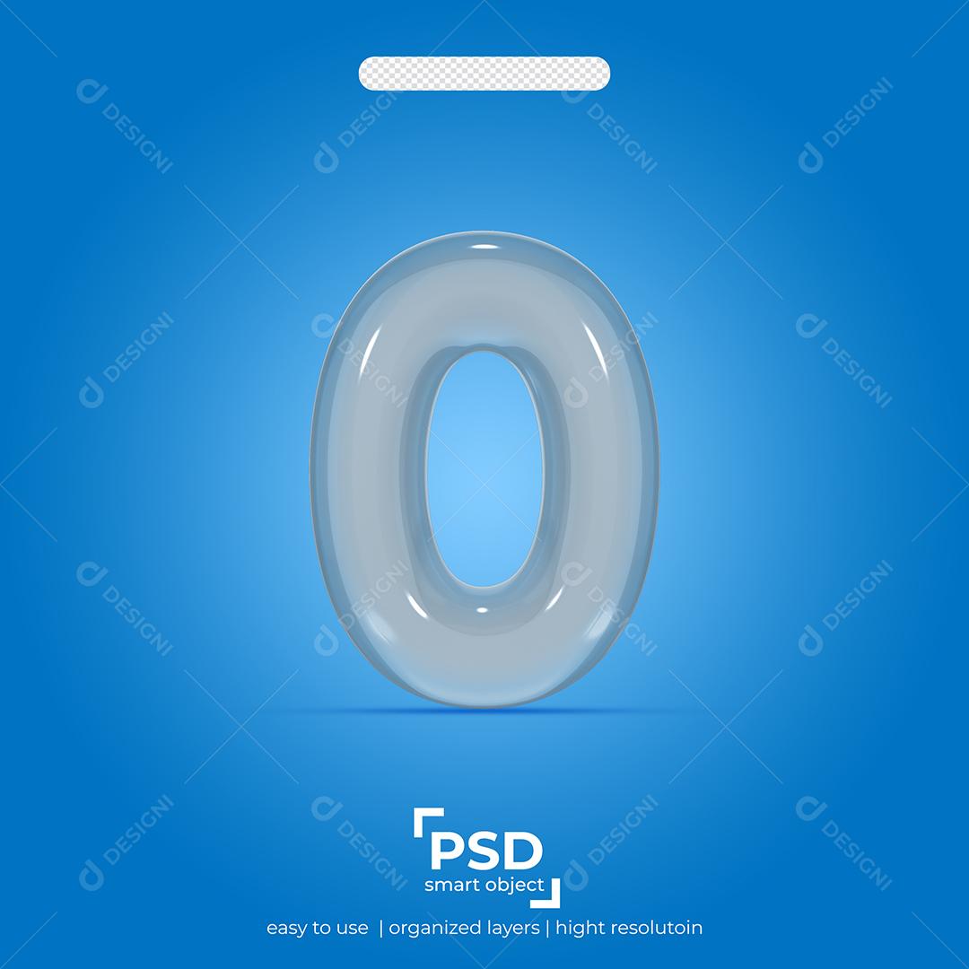 Número 3D 0 de Vidro Para composição PSD