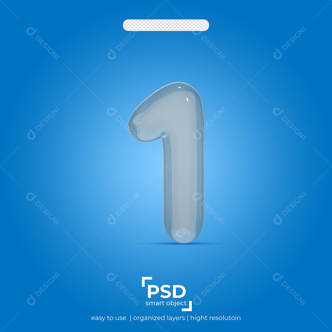 Número 3D 1 de Vidro Para composição PSD