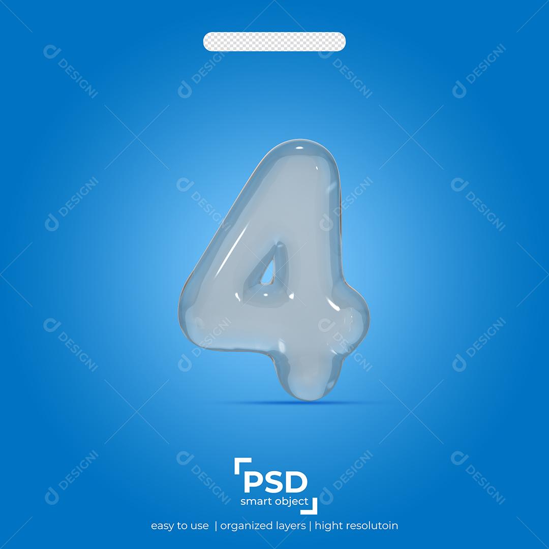 Número 3D 4 de Vidro Para composição PSD