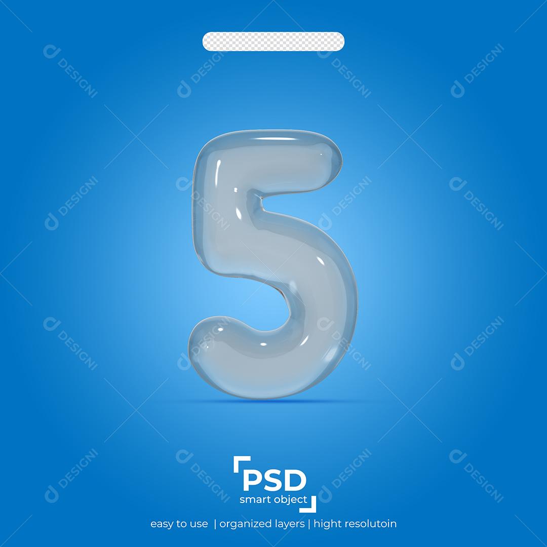 Número 3D 5 de Vidro Para composição PSD
