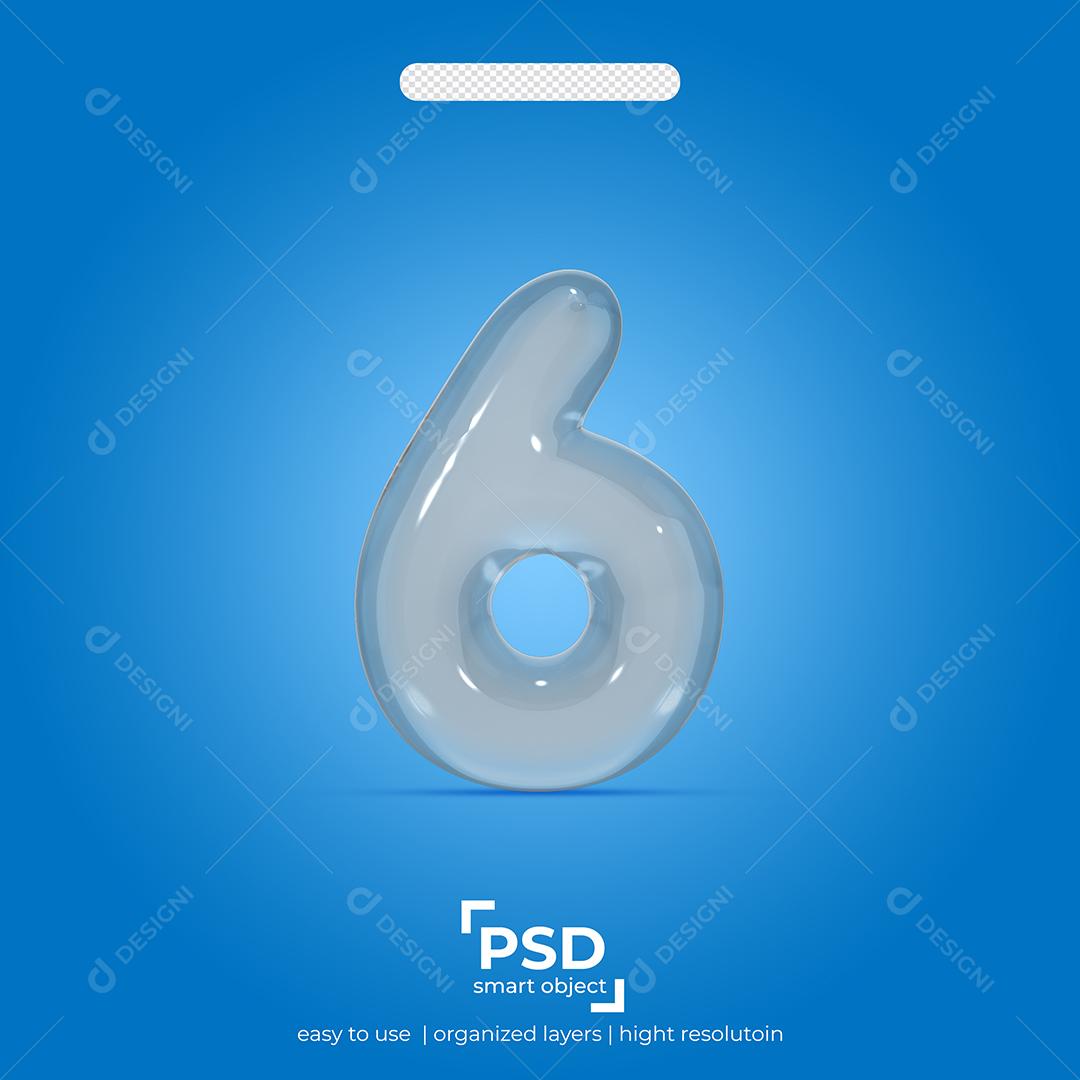 Número 3D 6 de Vidro Para composição PSD