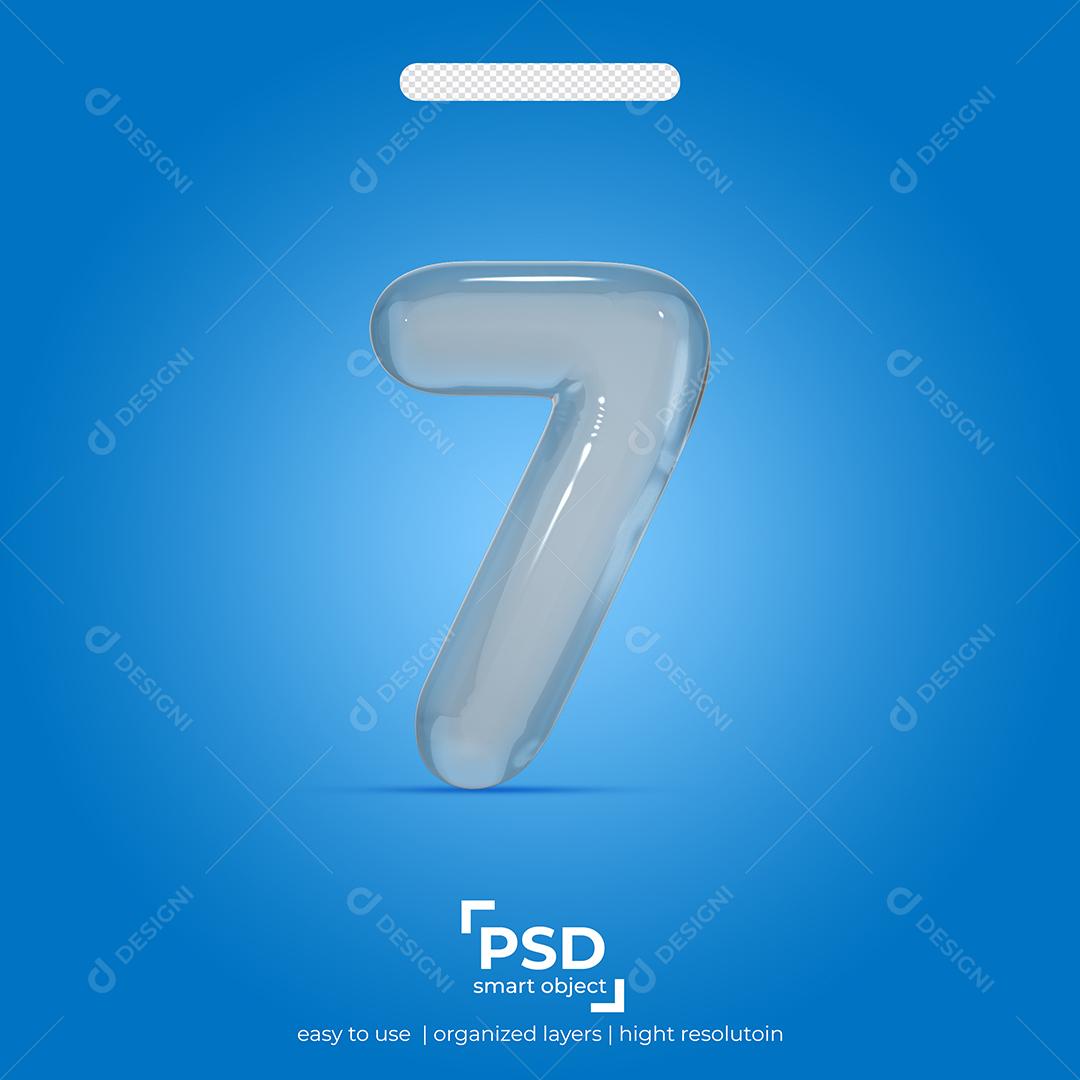 Número 3D 7 de Vidro Para composição PSD