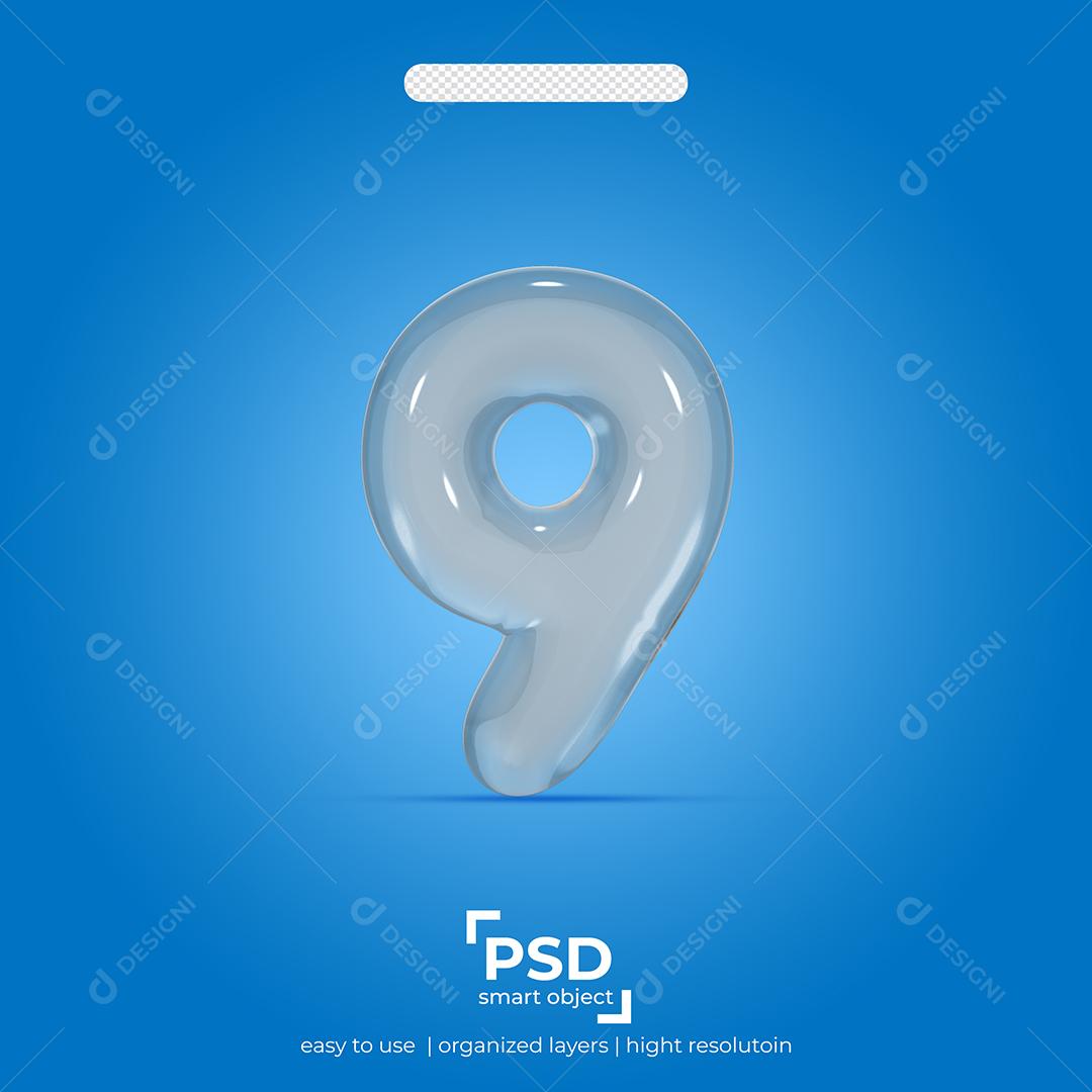 Número 3D 9 de Vidro Para composição PSD