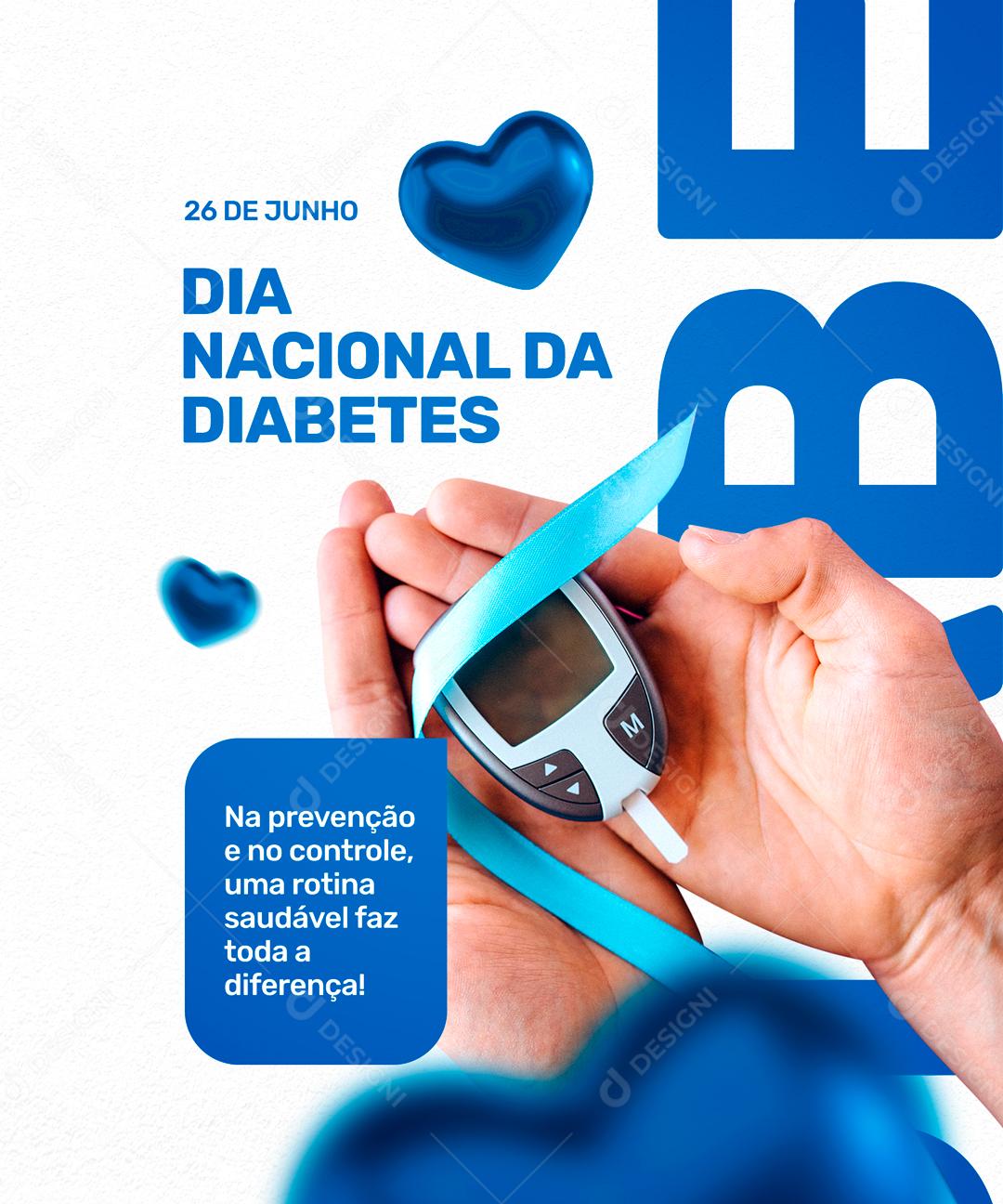 Dia Nacional Da Diabetes 26 De Junho Social Media PSD Editável