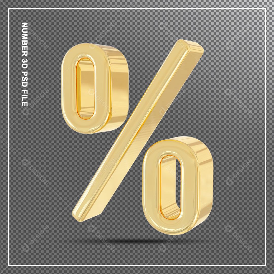 Porcentagem Dourado 3D Para Composição PSD
