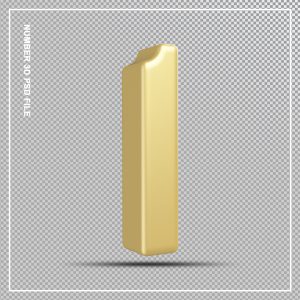 Número 1 Dourado 3D Para composição PSD