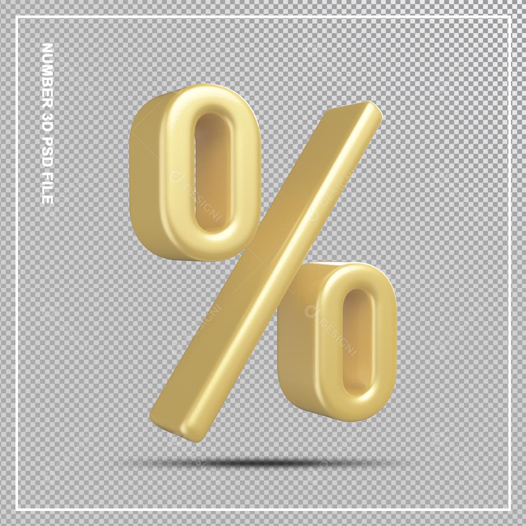 Porcentagem 3D Dourado Elemento Para Composição PSD
