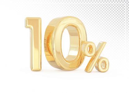 Número 3D 10% Dourado Elemento Para Composição PSD