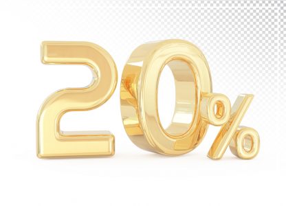 Número 3D 20% Dourado Elemento Para Composição PSD