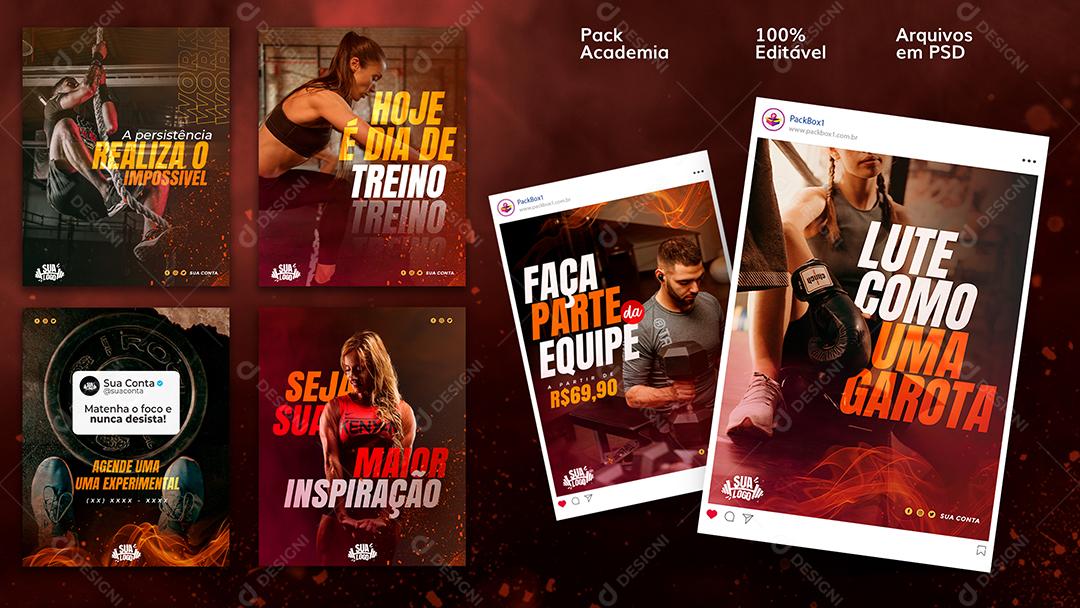 Social Media Be Your Greatest Inspiration Gym Pack Editable PSD