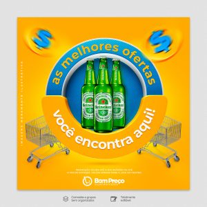 Social Media As Melhores Ofertas Você encontra aqui Heineken Bares PSD Editável