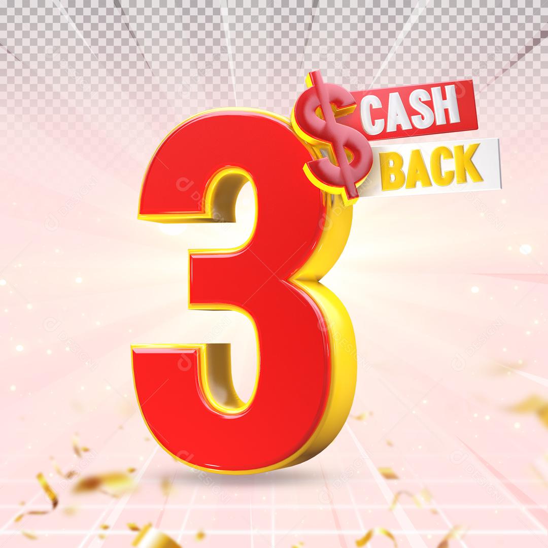 Número 3D Para Composição Vermelho e Dourado Cash Back PSD