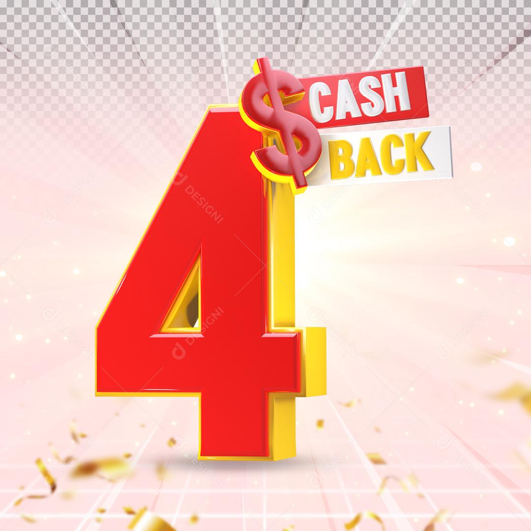 Número 3D Para Composição Vermelho e Dourado Cash Back PSD