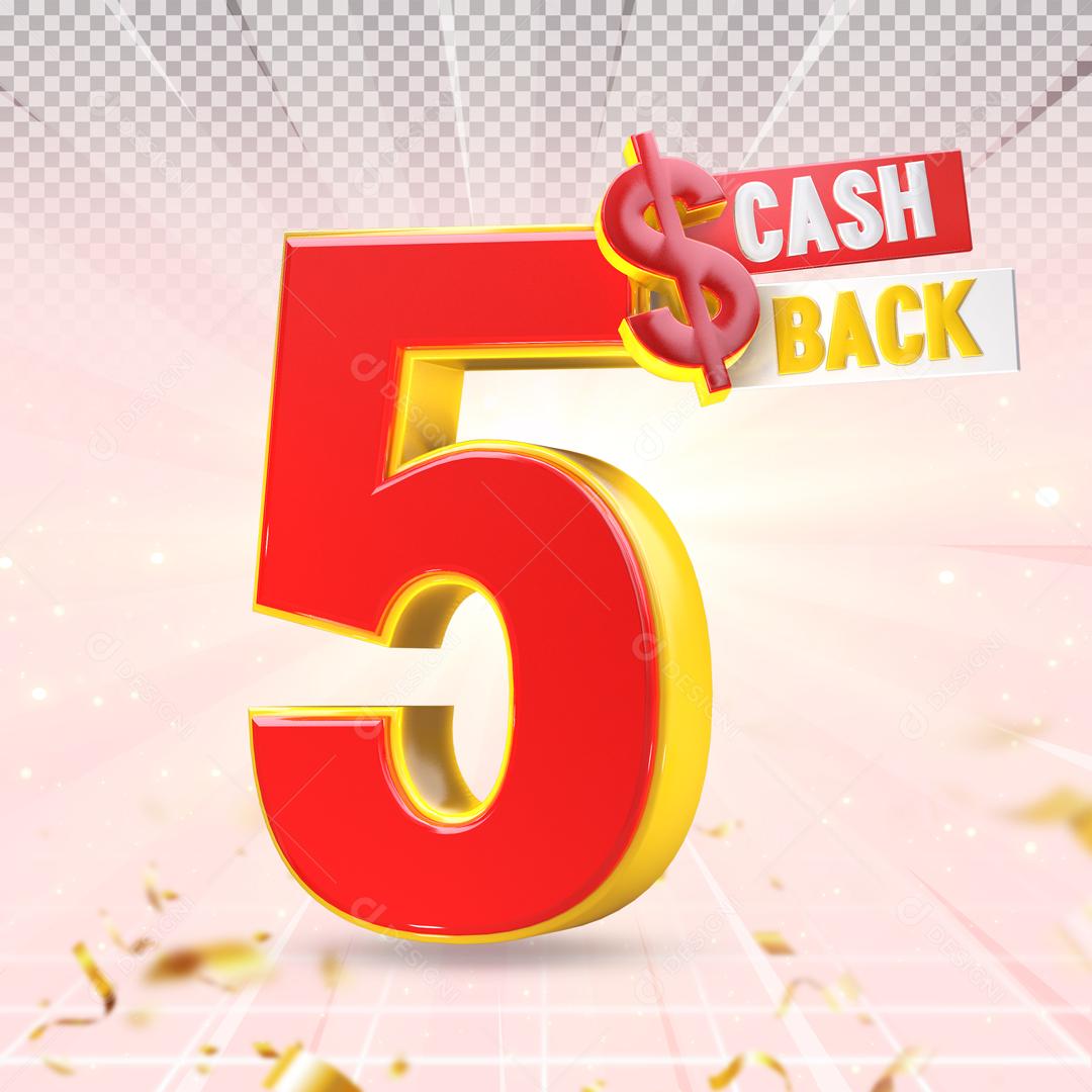 Número 3D Para Composição Vermelho e Dourado Cash Back PSD