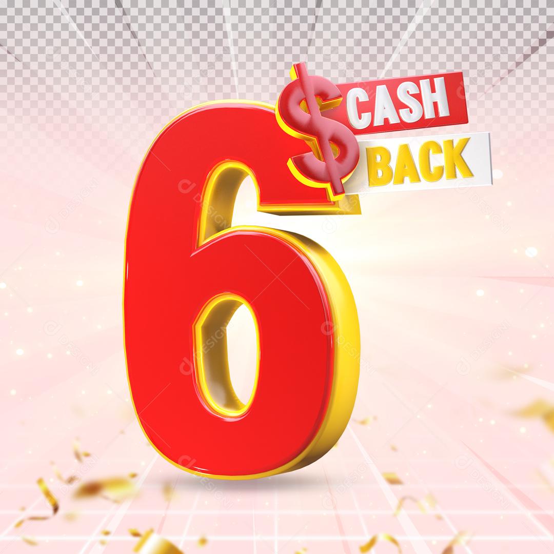 Número 3D Para Composição Vermelho e Dourado Cash Back PSD