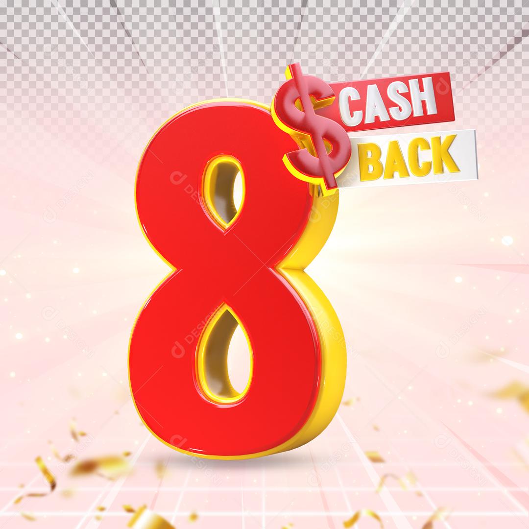Número 3D Para Composição Vermelho e Dourado Cash Back PSD