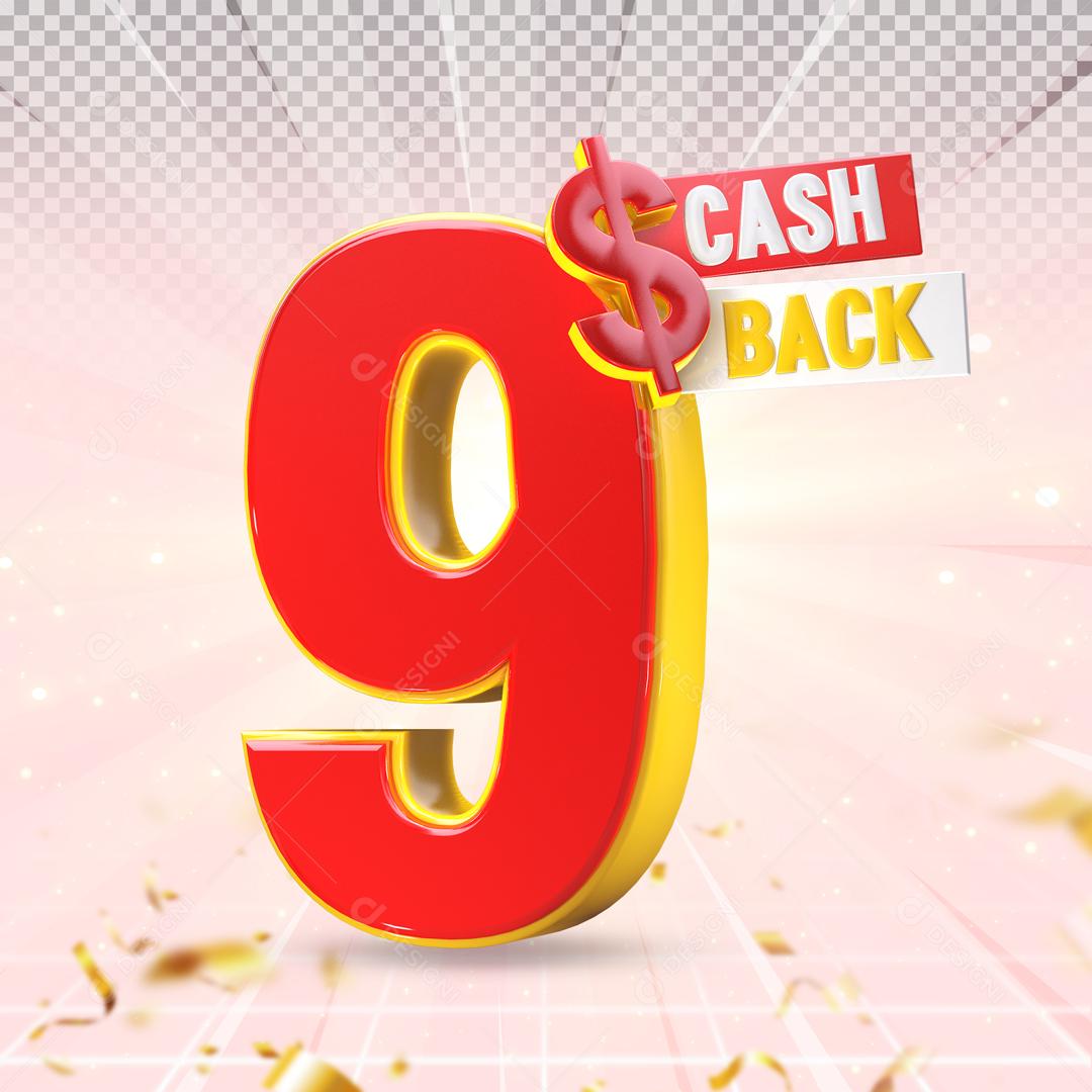 Número 3D Para Composição Vermelho e Dourado Cash Back PSD