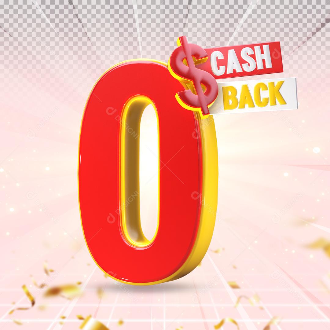Número 3D Para Composição Vermelho e Dourado Cash Back PSD