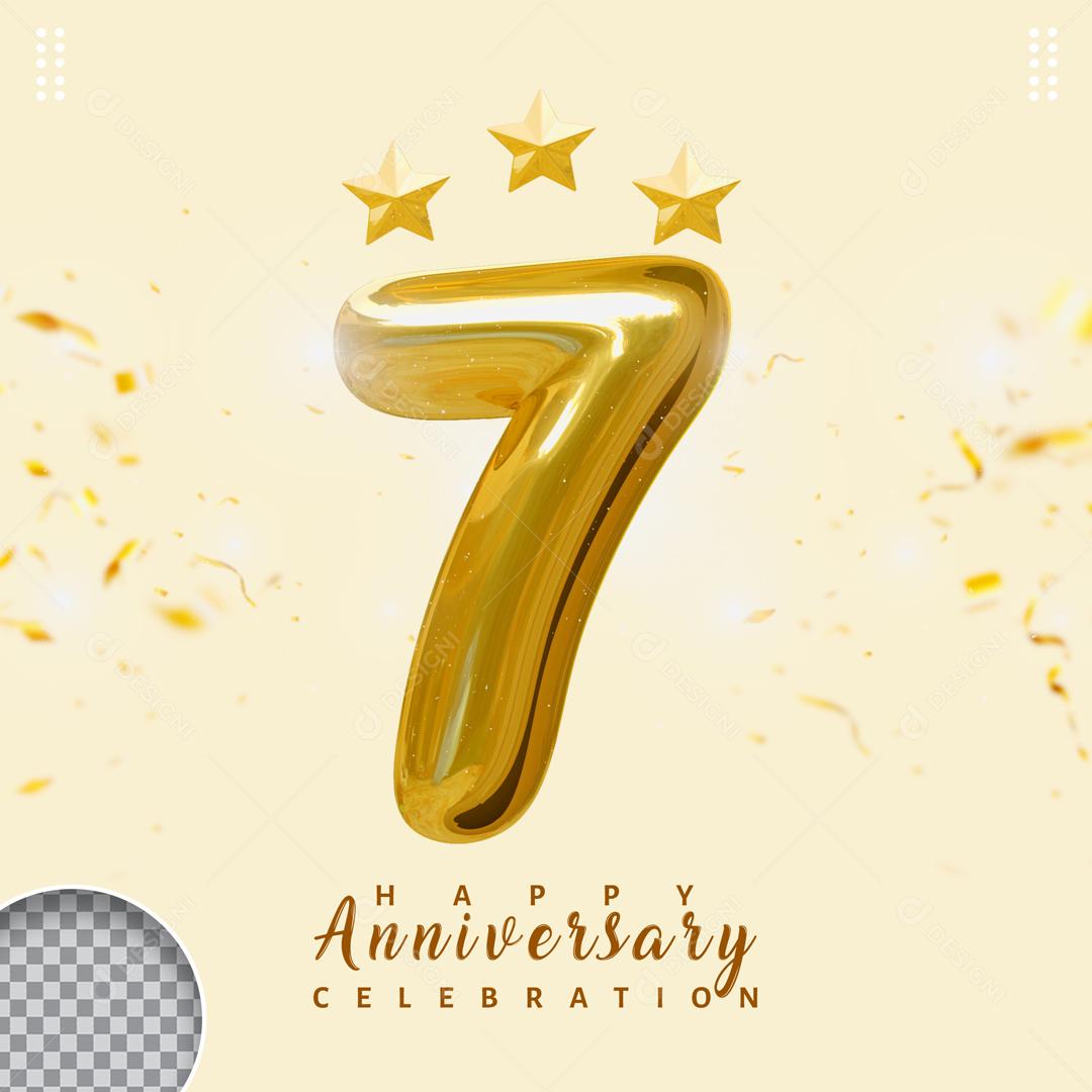 Número 3D Para Composição Dourado Balão PSD