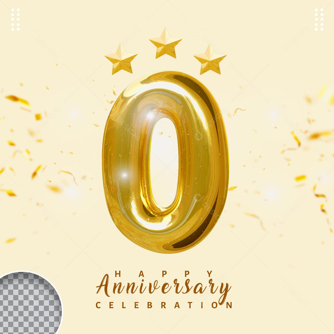 Número 3D Para Composição Dourado Balão PSD