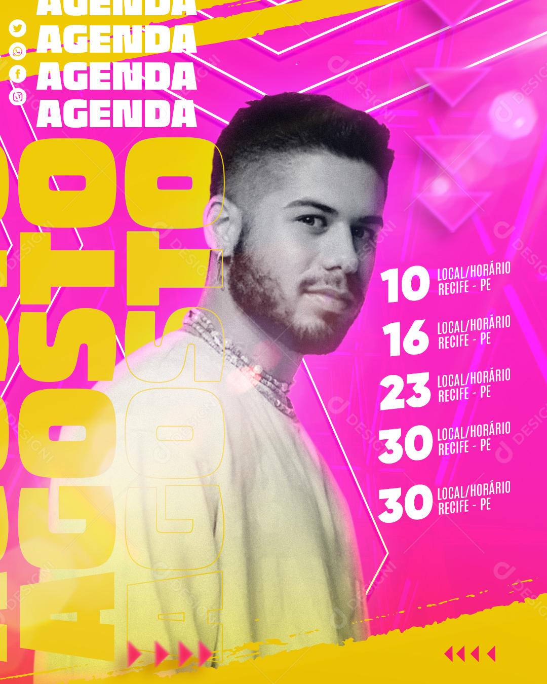 Flyer Agenda Semanal Zé Felipe Social Media PSD Editável