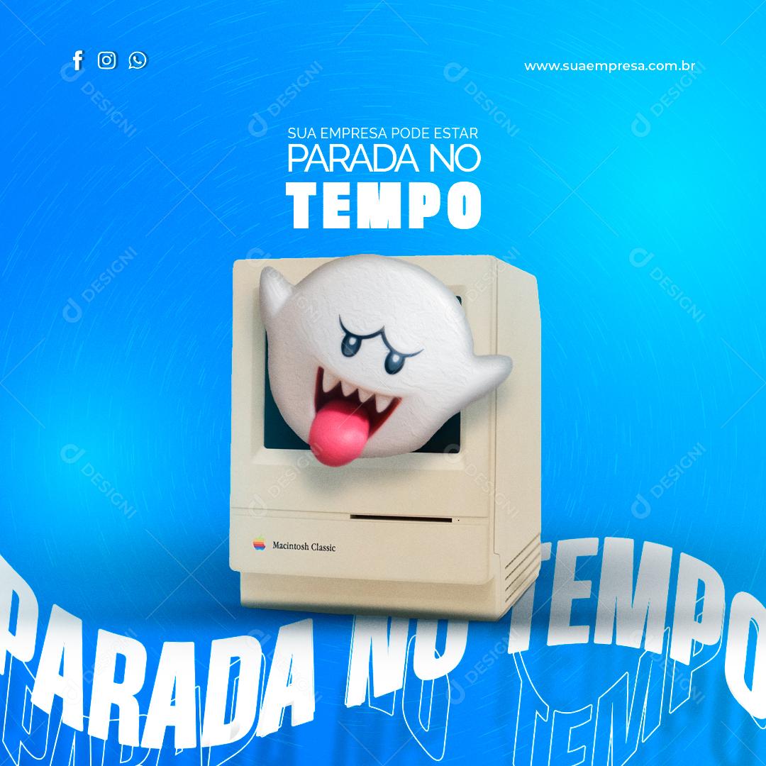 Post Tráfego Pago Sua Empresa Pode Estar Parada no Tempo Social Media PSD Editável