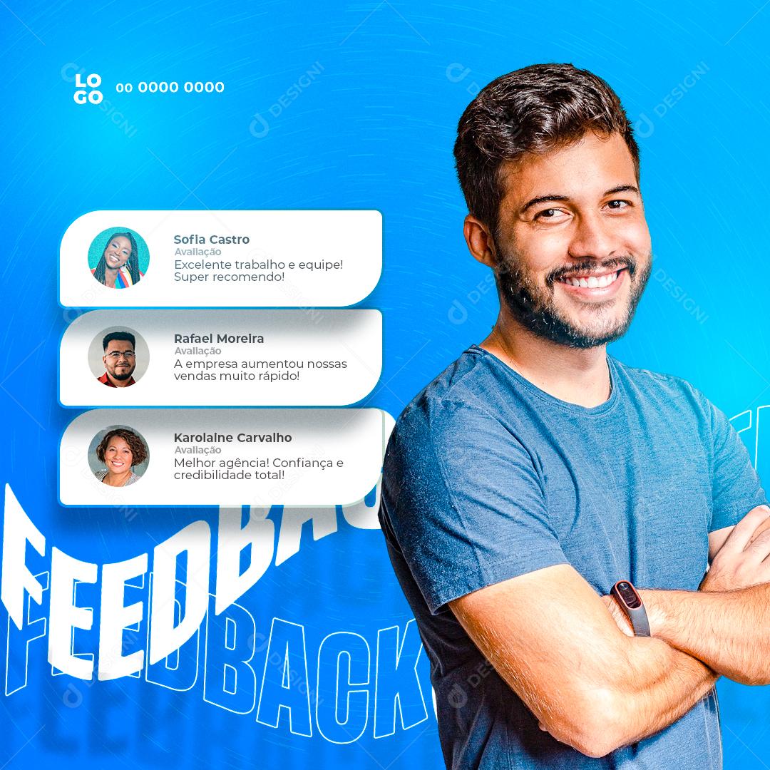 Post Tráfego Pago Feedback Social Media PSD Editável