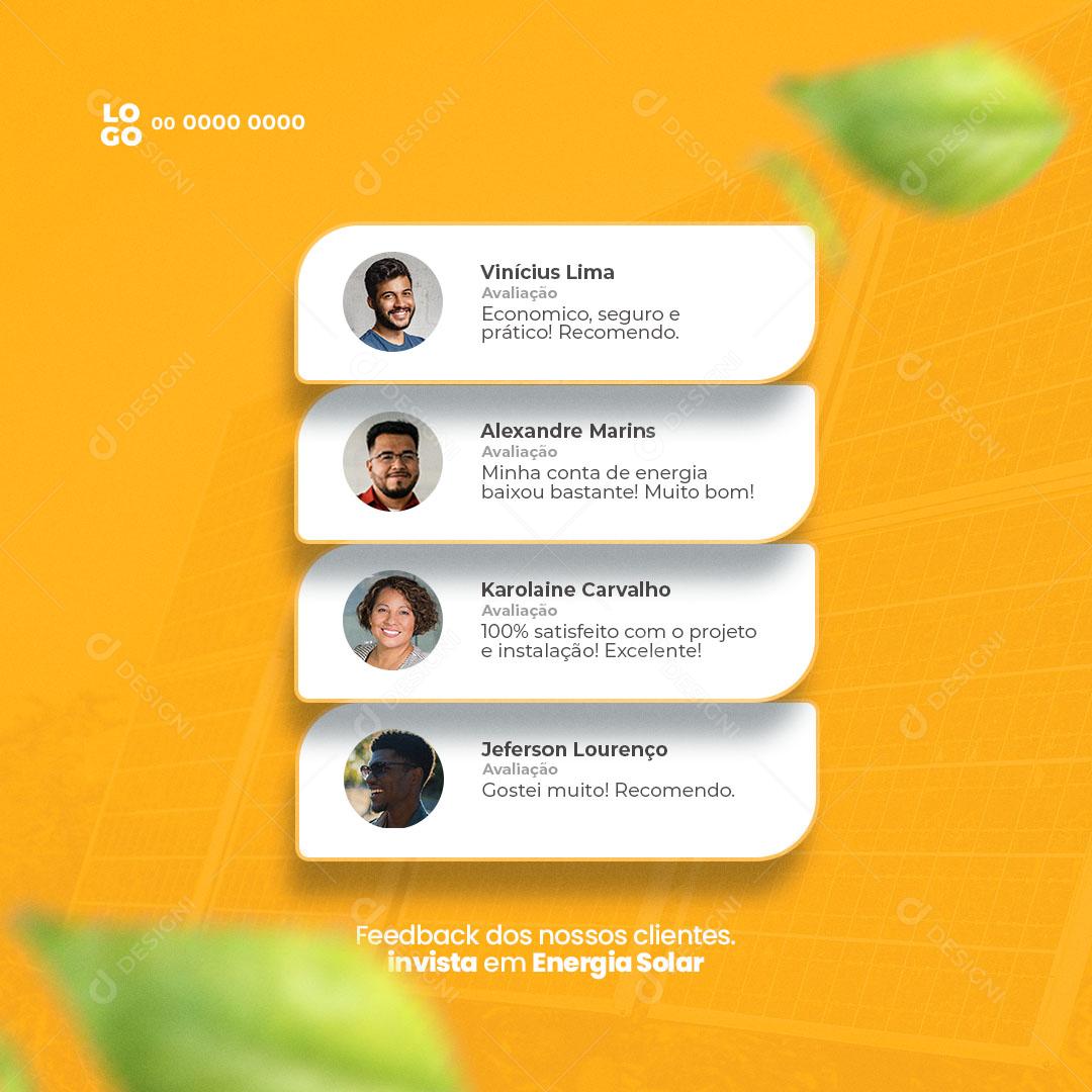 Energia Solar Feedback Social Media PSD Editável