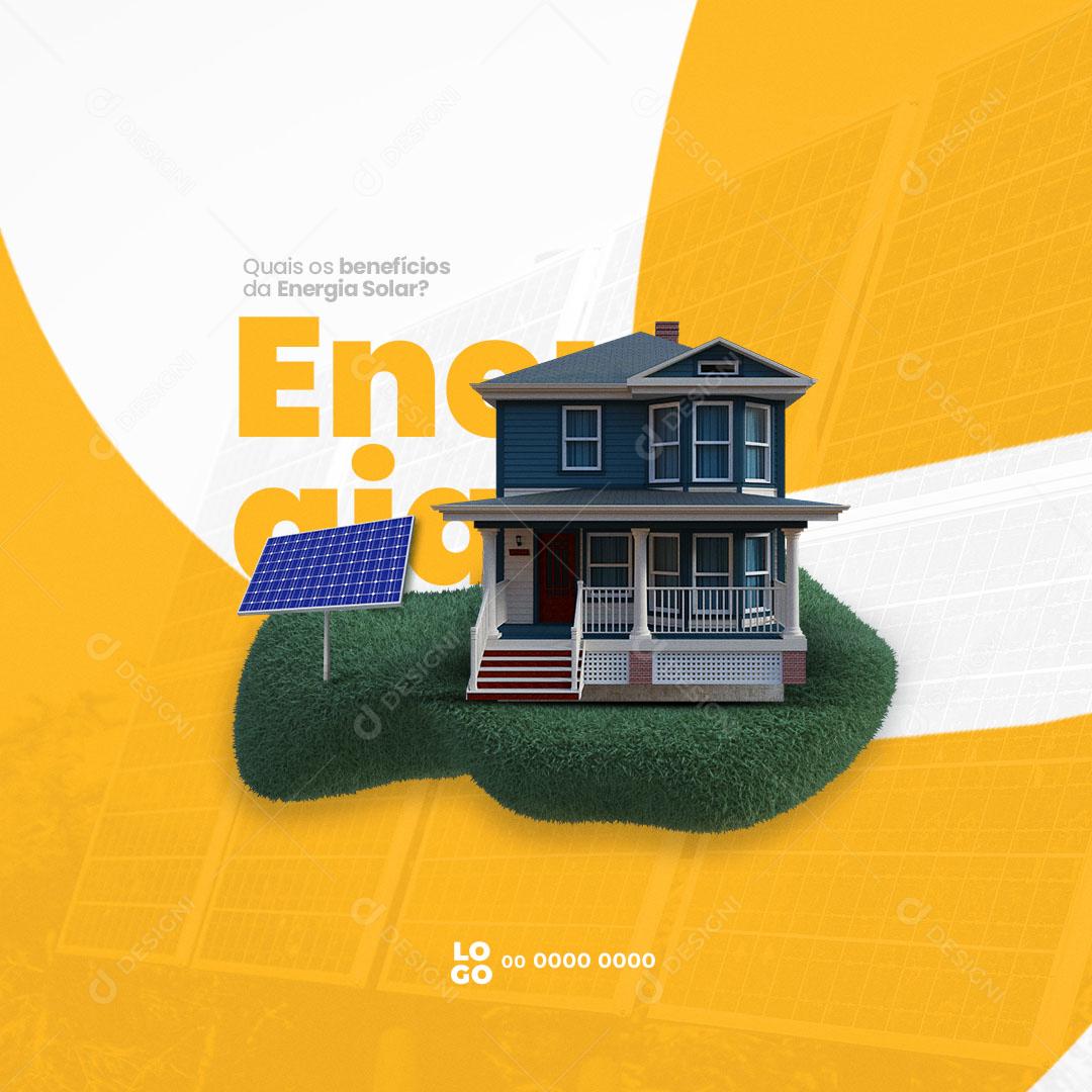 Quais os Benefícios da Energia Solar? Social Media PSD Editável