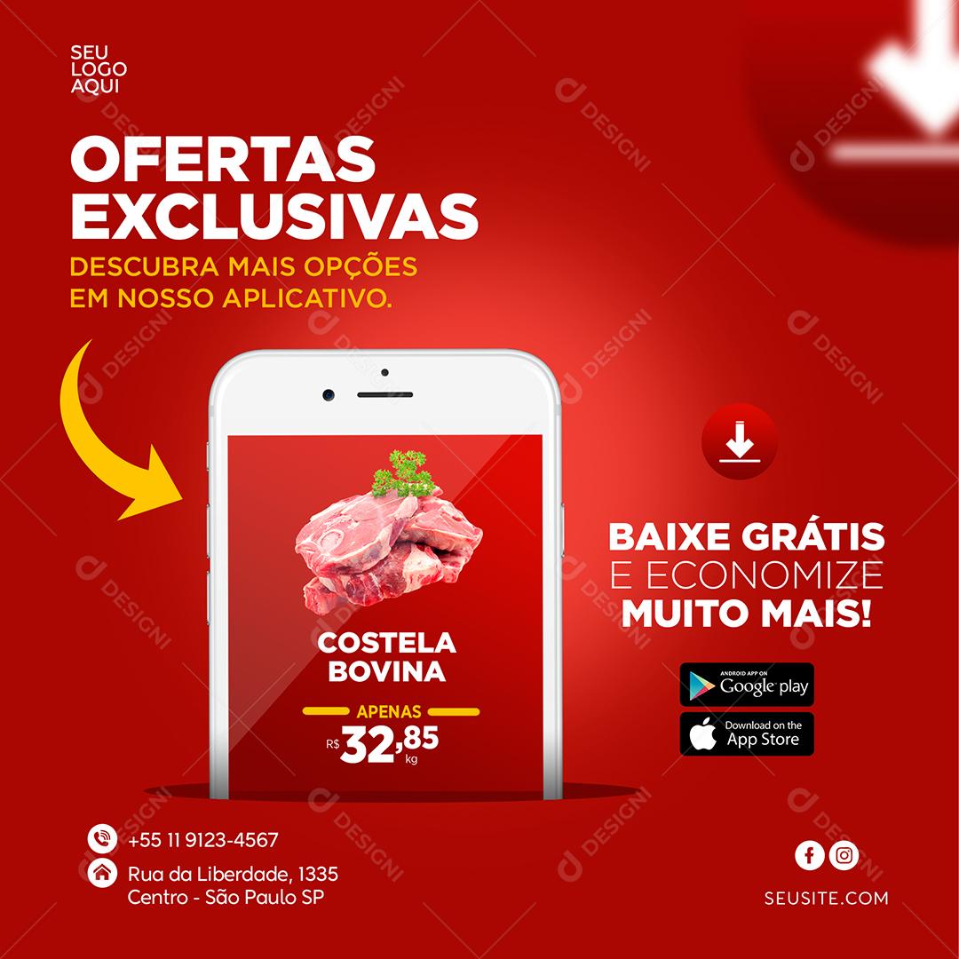 Social Media Ofertas Exclusuivas Carnes Acoúgue  PSD Editável
