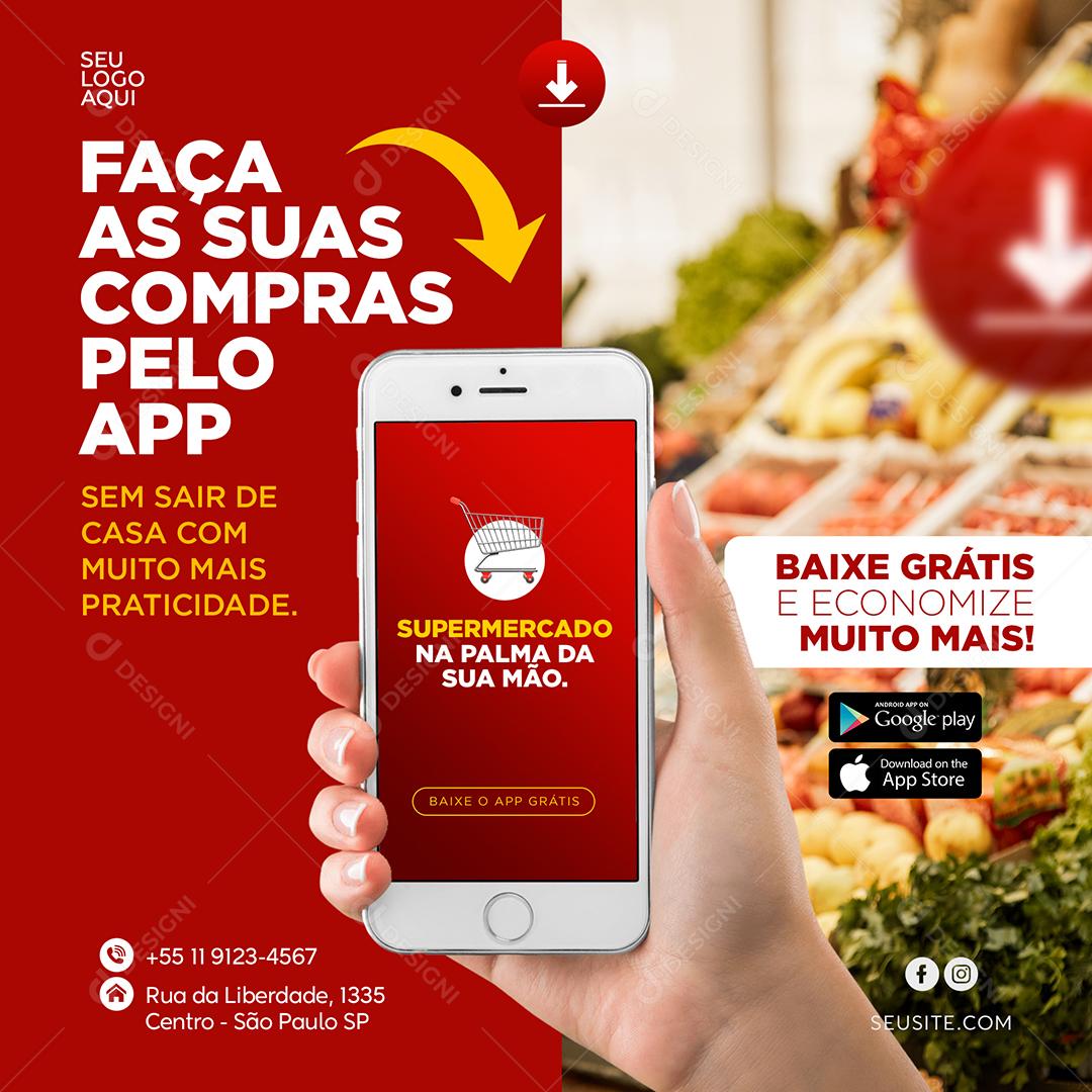Social Media Faça as suas Compras Pelo App PSD Editável