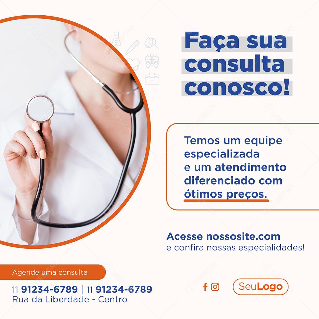 Social Media Faça sua conquista Cono Clínica PSD Editável