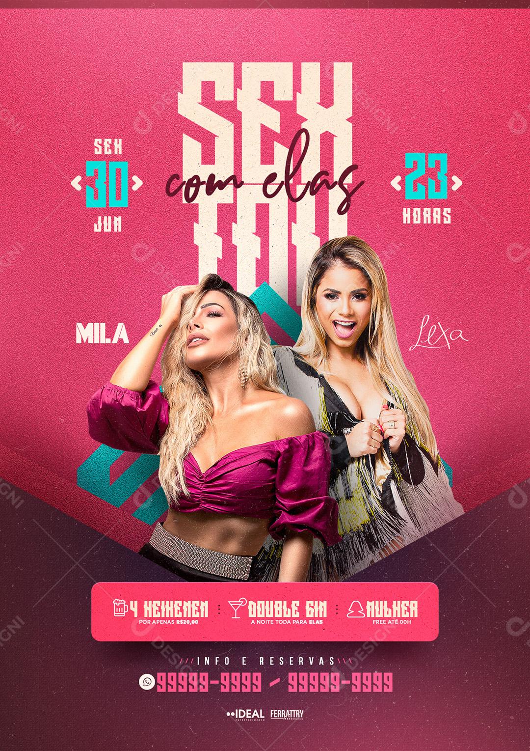 Social Media Sextou com elas Mila e Lexa Flyer PSD Editável