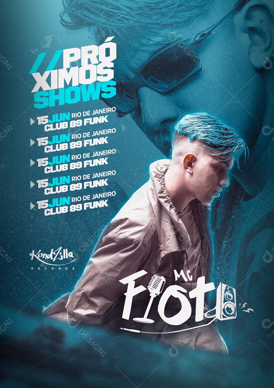 Social Media Próximos Shows Mc Fioti Flyer PSD Editável