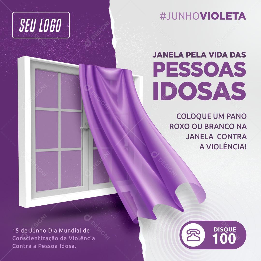 Social Media Junho Violeta Janela Pela Vidas Das Pessoas PSD Editável