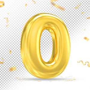 Número 0 Dourado 3D Para composição PSD