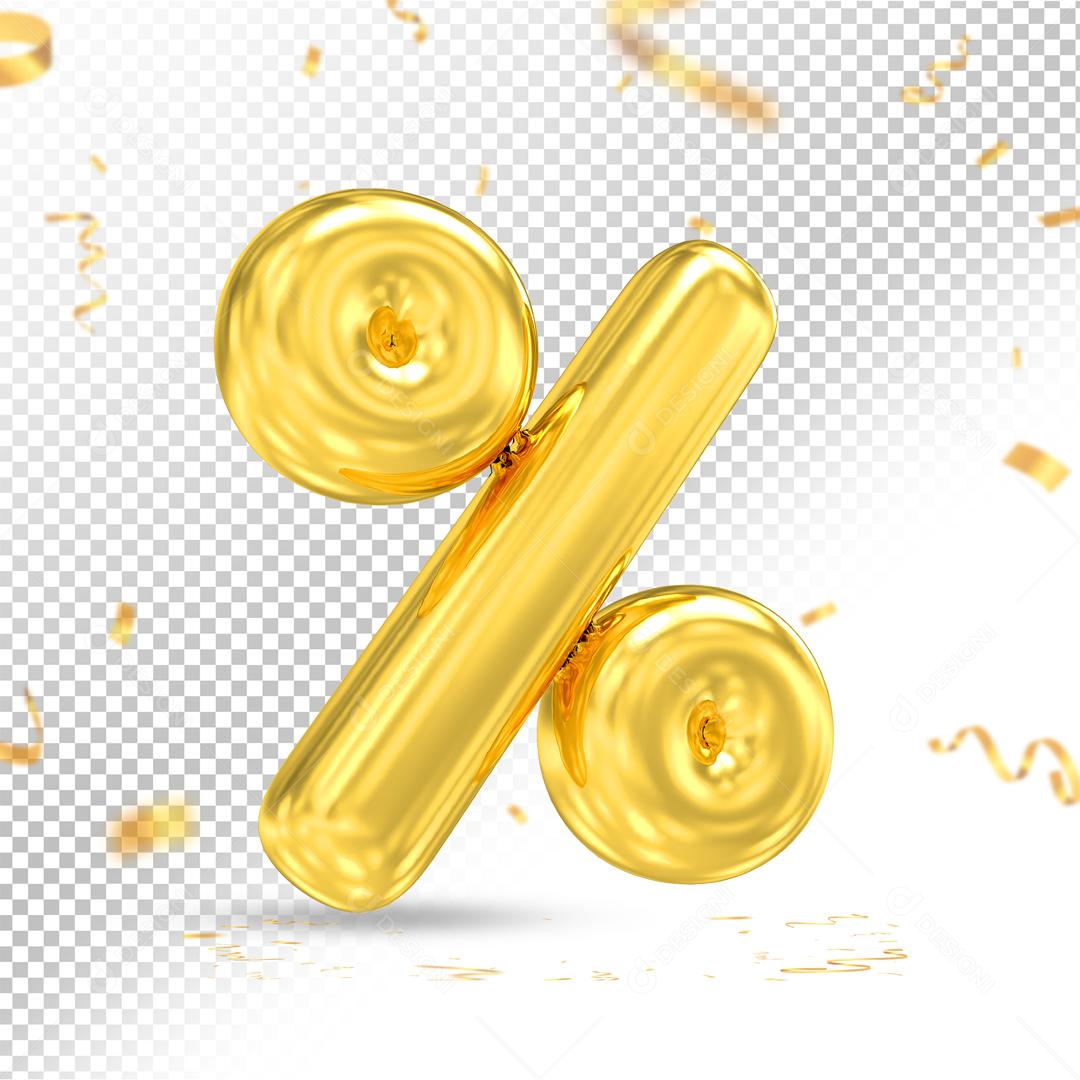 Porcentagem Dourado 3D Para Composição PSD
