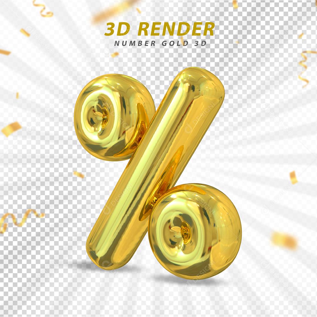 Porcentagem Dourado 3D Para Composição PSD