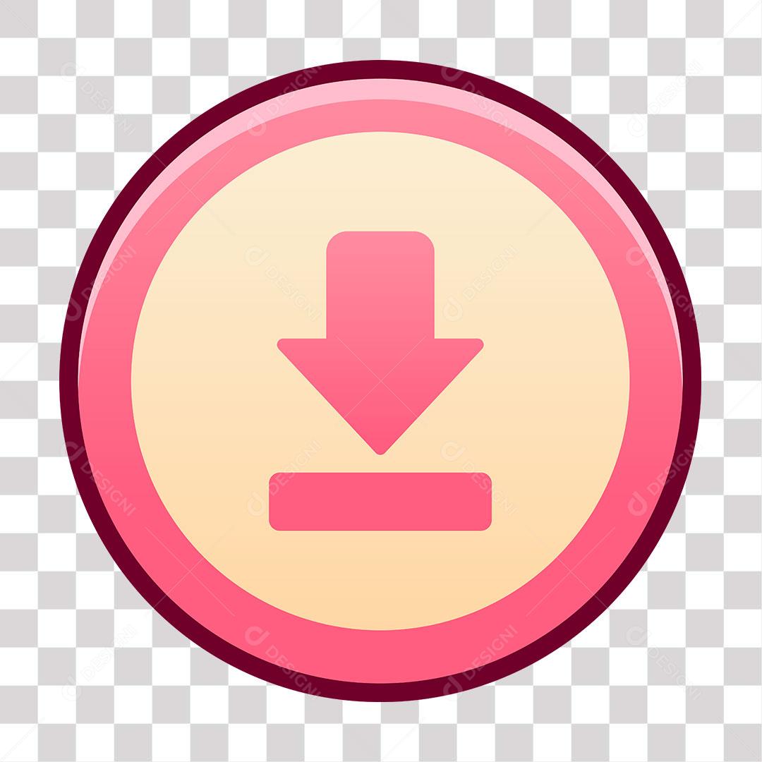 desenho de tecla de download de cor de rosa