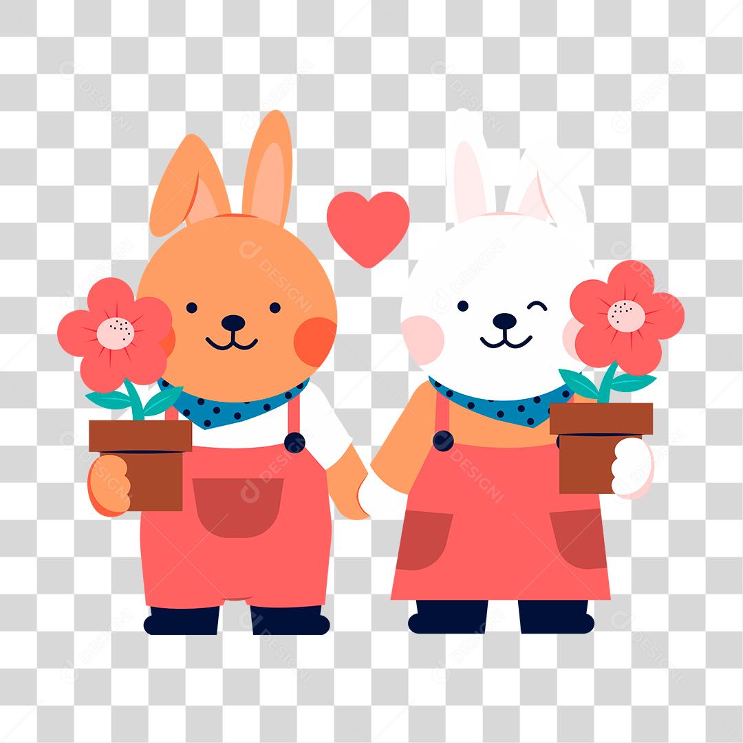 Desenho de animais segurando coração Conceito de Animais Apaixanados