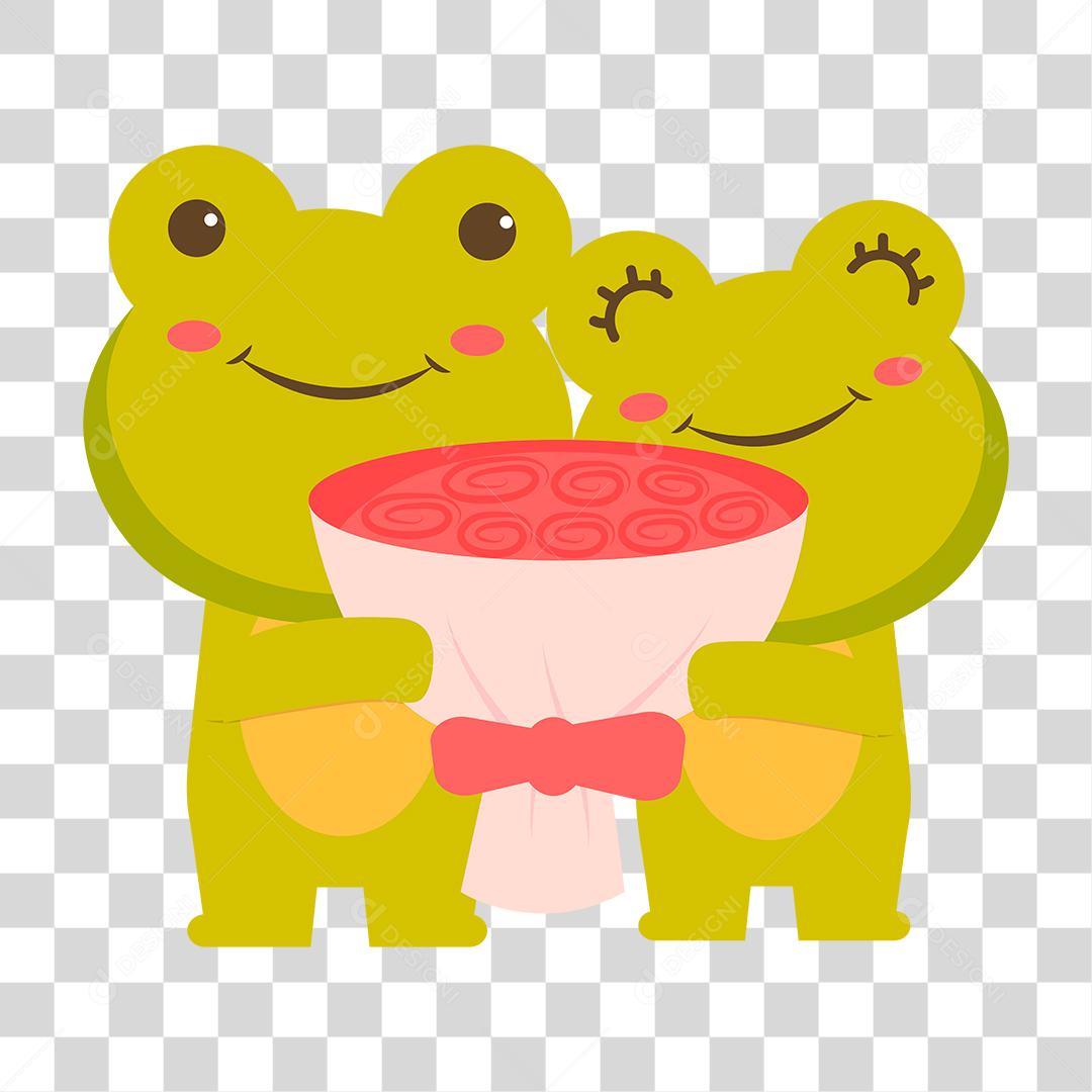 Desenho de animais segurando coração Conceito de Animais Apaixanados