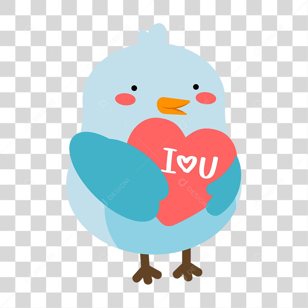 Desenho de passaro segurando coração