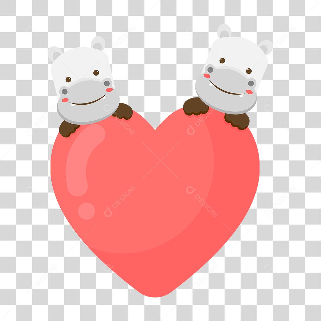 Desenho de hipopótamo animal Conceito casal de animais apaixonados