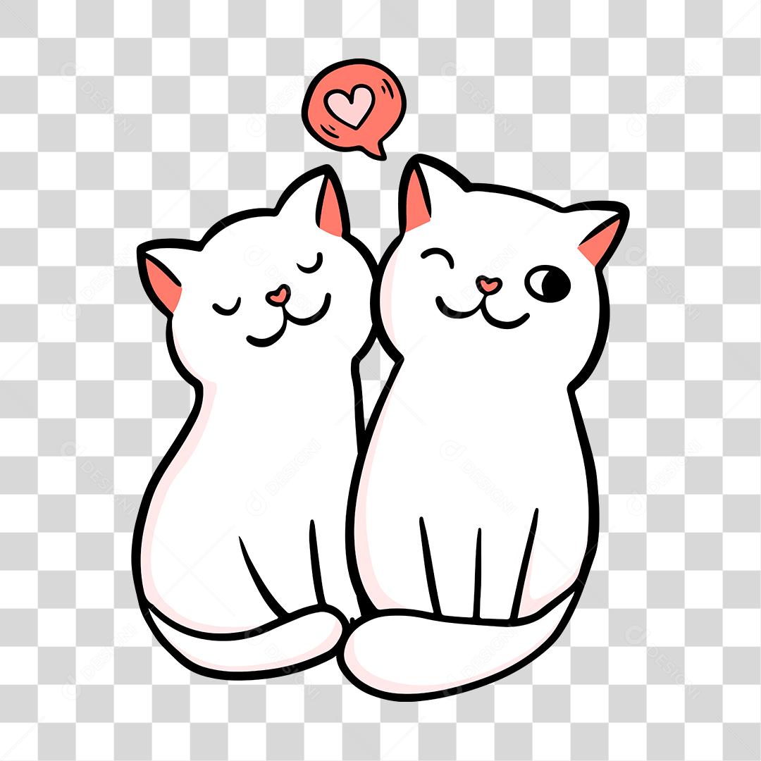 Desenho de gato casal