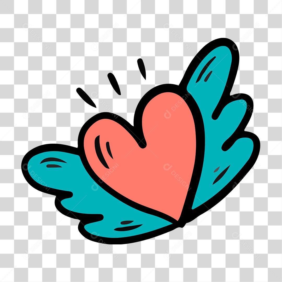 Desenho de coraçao com asas