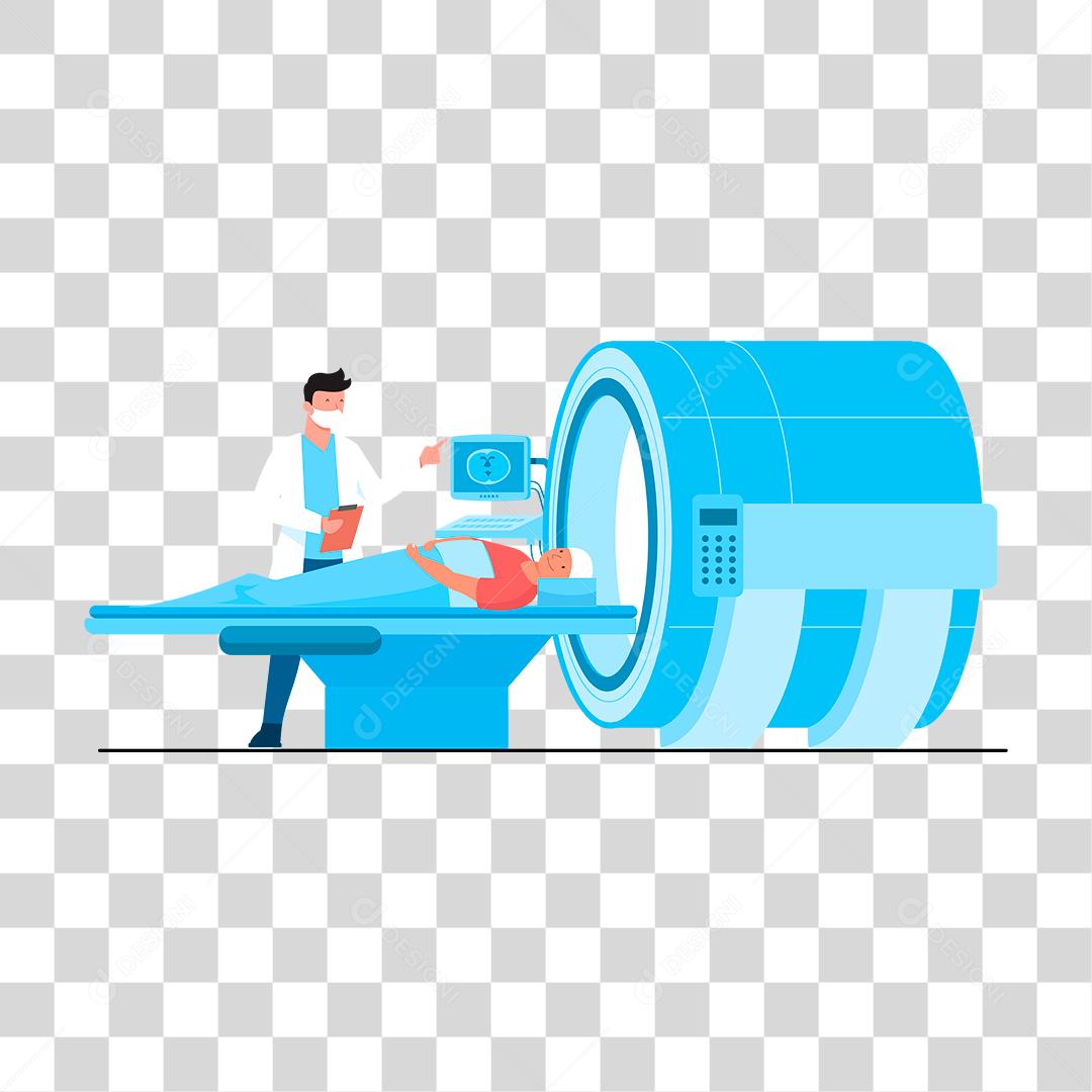 Desenho de pessoa usando maquina tomografia