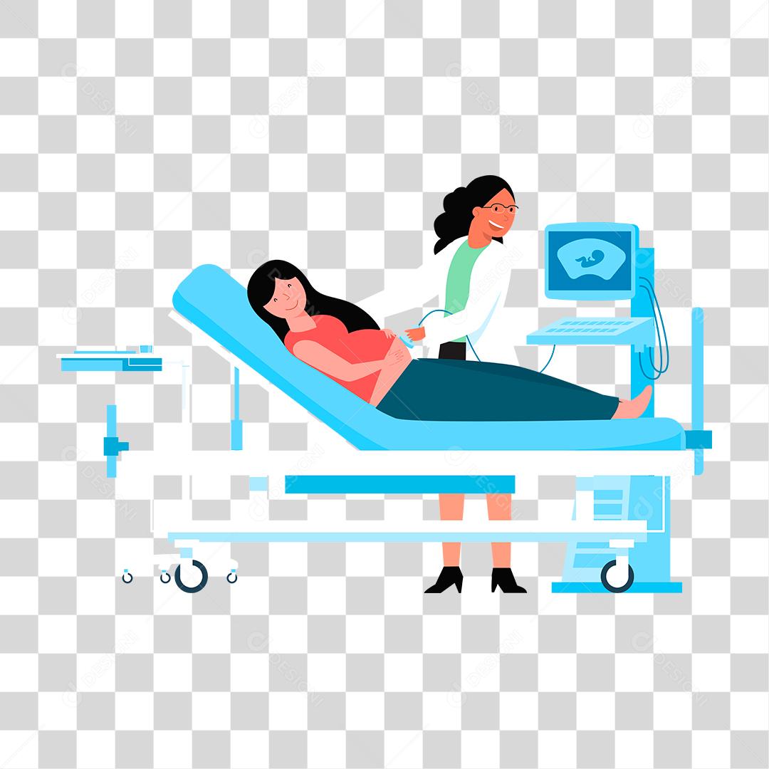 Desenho de medica fazendo ultrassom